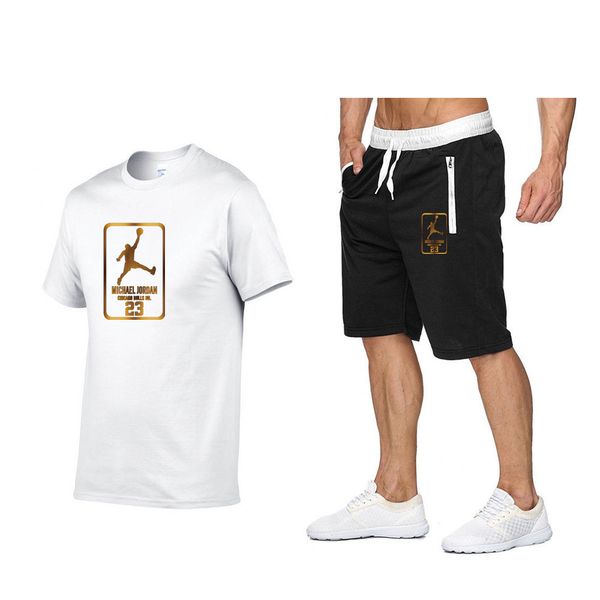 fashion men's tracksuits 2021 summer brand suit leisure sports large short sleeve t-shirt, Gray